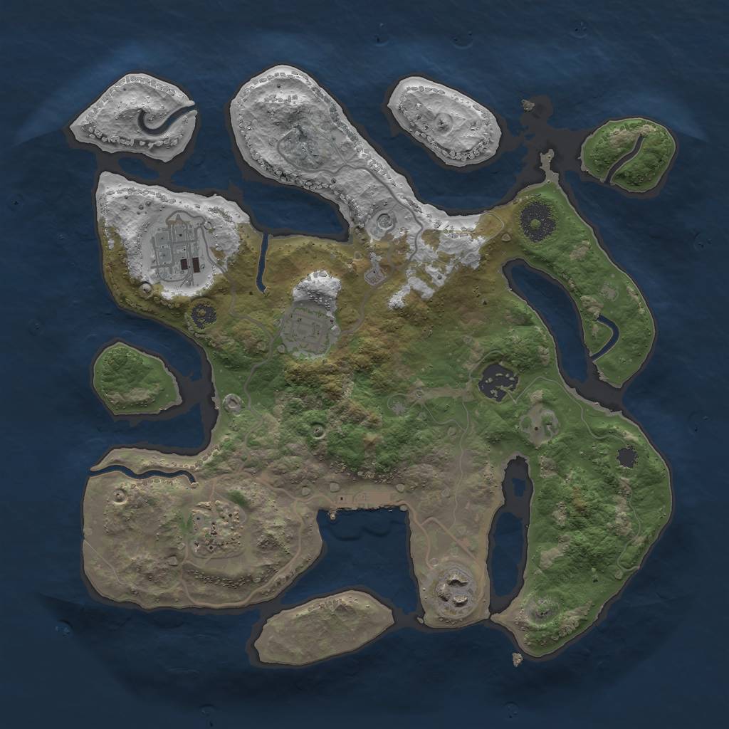 Rust Map: Procedural Map, Size: 3000, Seed: 5251297, 9 Monuments