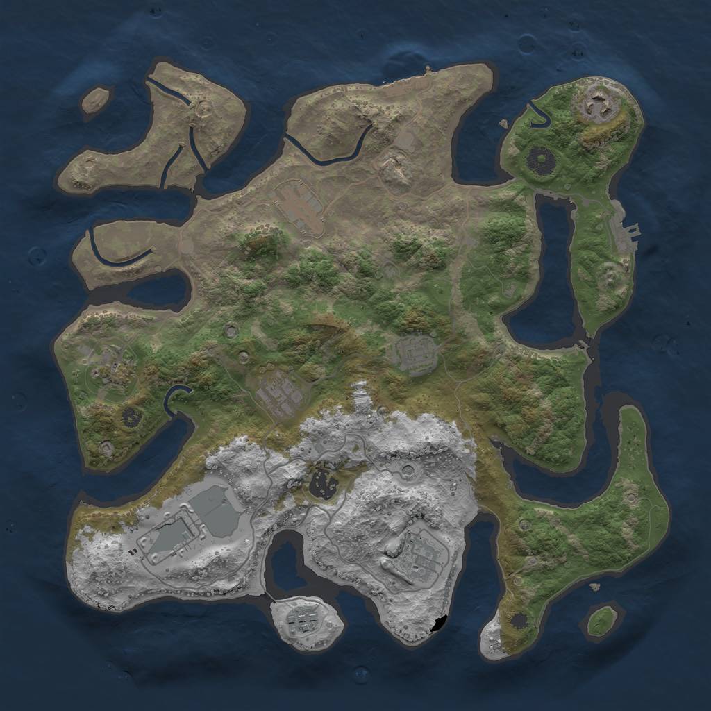 Rust Map: Procedural Map, Size: 3700, Seed: 1840576069, 14 Monuments