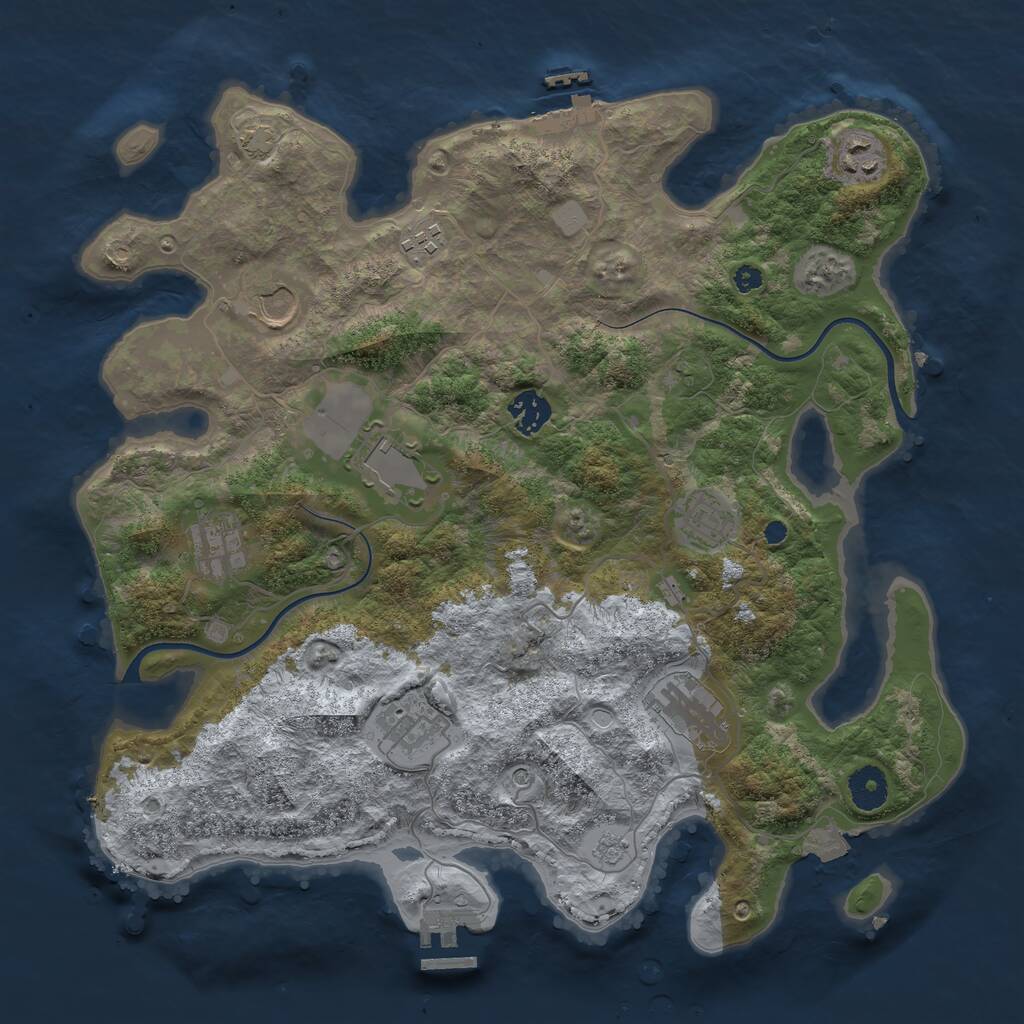 Rust Map: Procedural Map, Size: 3700, Seed: 1840576069, 15 Monuments
