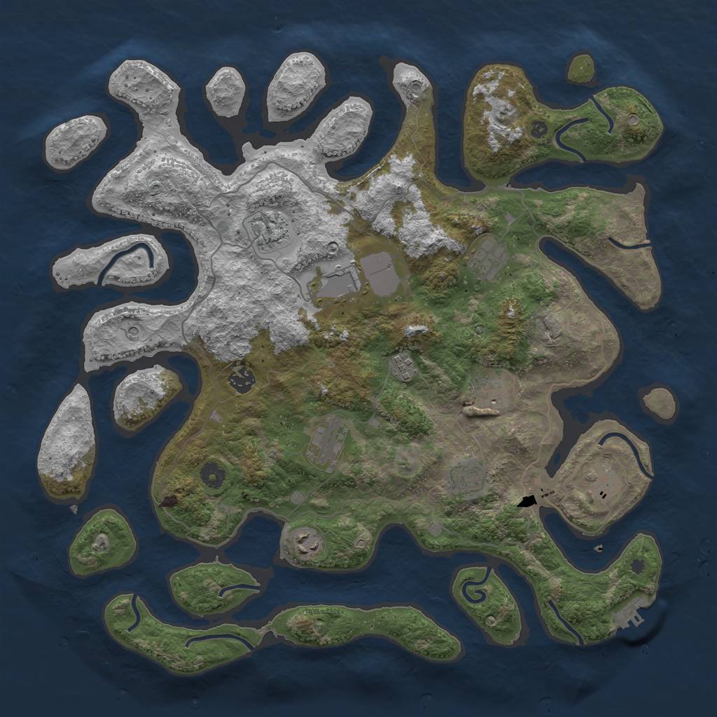 Rust Map: Procedural Map, Size: 4250, Seed: 695862, 14 Monuments