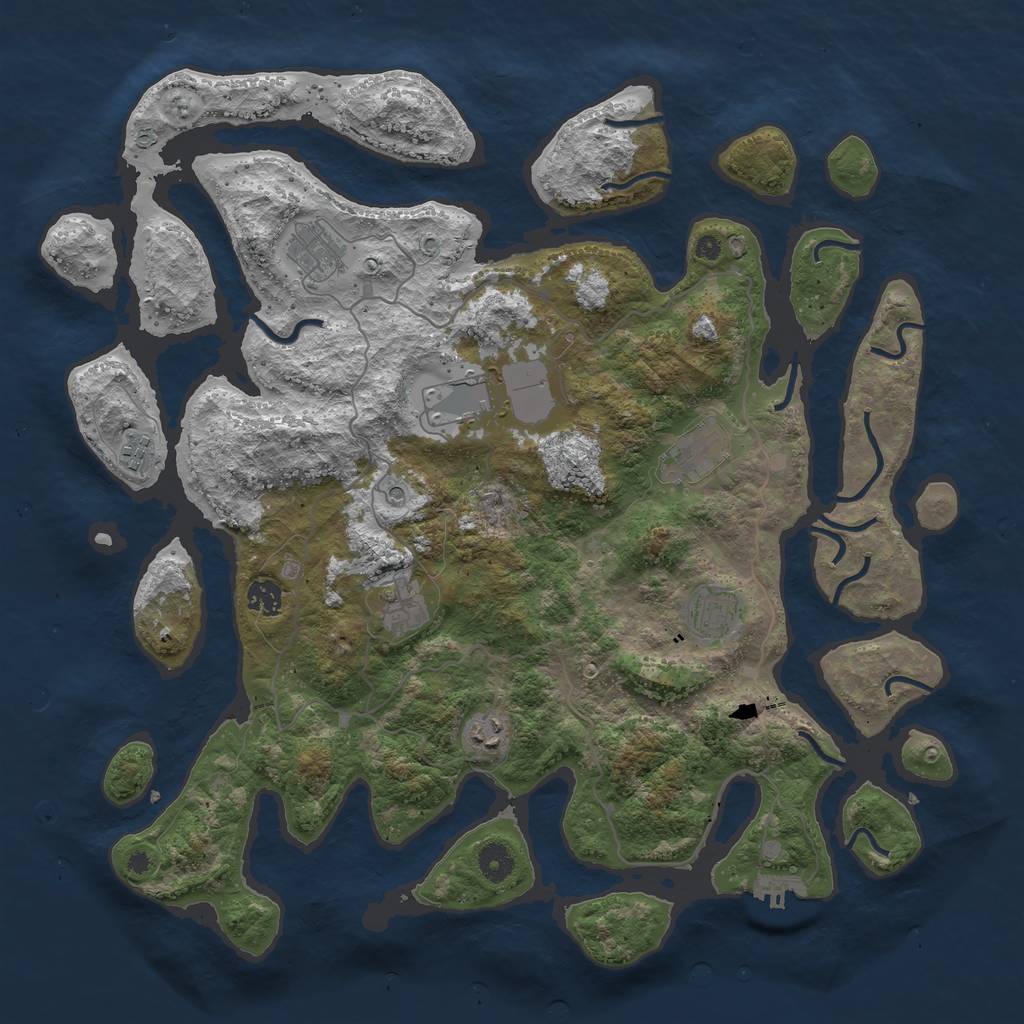 Rust Map: Procedural Map, Size: 4250, Seed: 327618, 12 Monuments