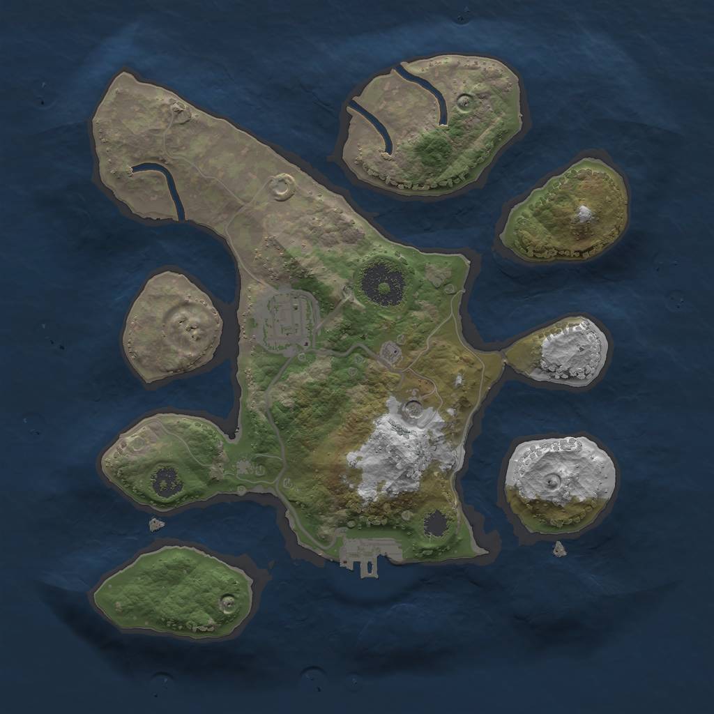 Rust Map: Procedural Map, Size: 2500, Seed: 277078288, 5 Monuments