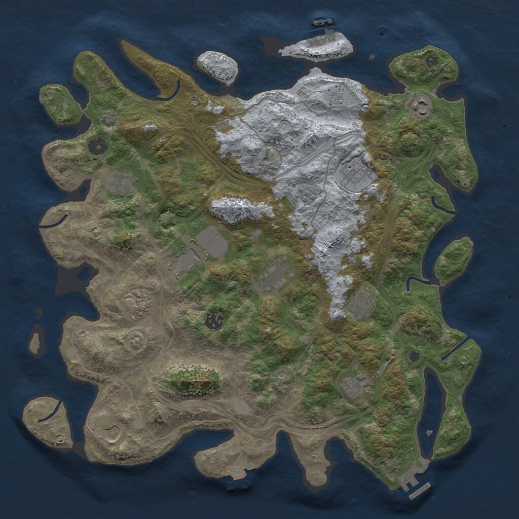 Rust Map: Procedural Map, Size: 4250, Seed: 389347, 17 Monuments