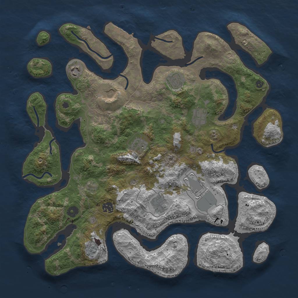 Rust Map: Procedural Map, Size: 3950, Seed: 822682, 13 Monuments