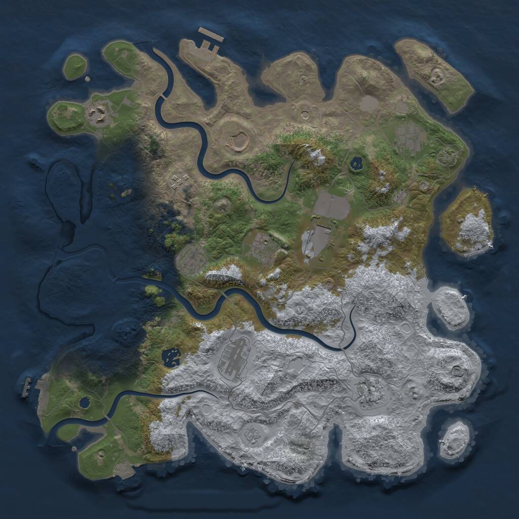 Rust Map: Procedural Map, Size: 3950, Seed: 822682, 16 Monuments