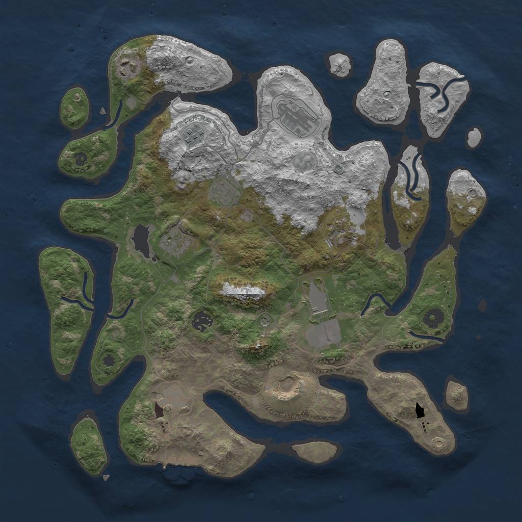 Rust Map: Procedural Map, Size: 3950, Seed: 602475, 14 Monuments