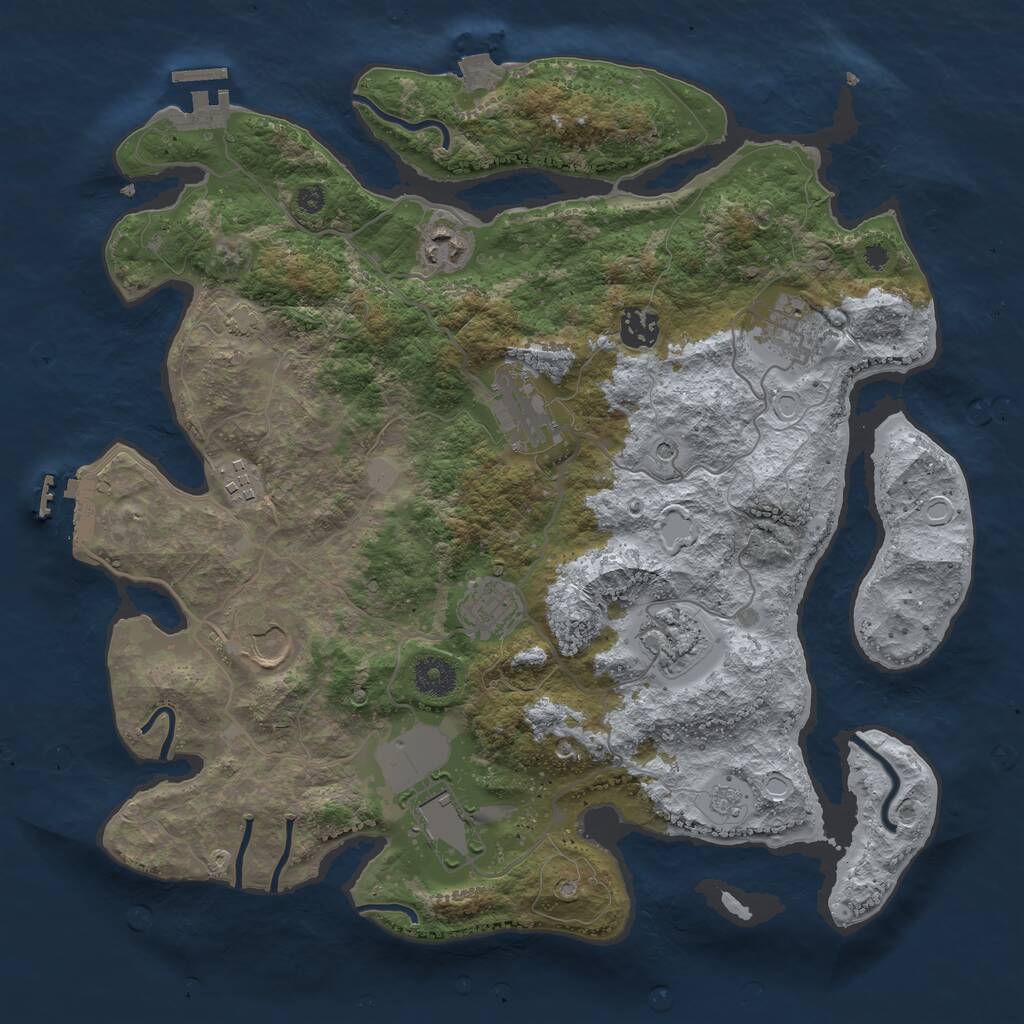 Rust Map: Procedural Map, Size: 3700, Seed: 2926519, 15 Monuments