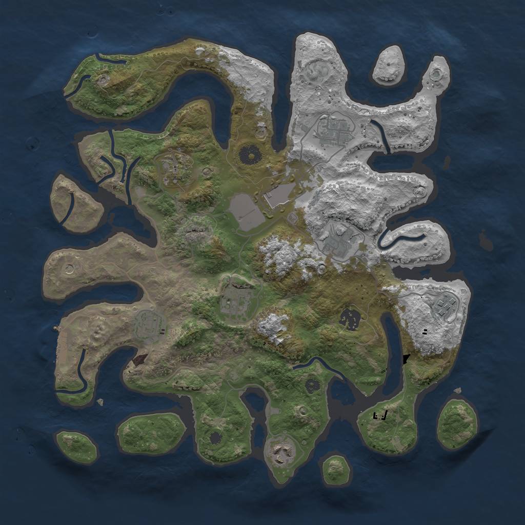 Rust Map: Procedural Map, Size: 3700, Seed: 1061813888, 13 Monuments