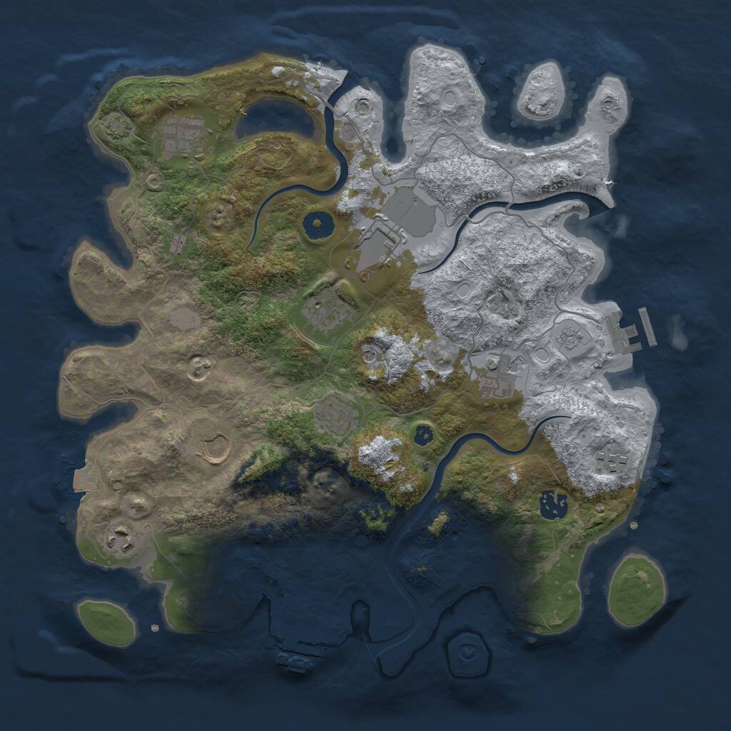 Rust Map: Procedural Map, Size: 3700, Seed: 1061813888, 15 Monuments