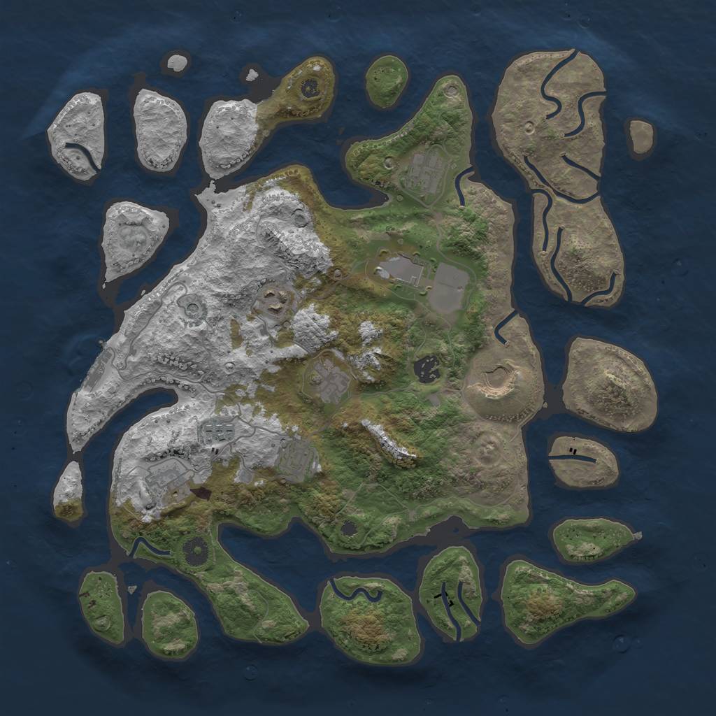 Rust Map: Procedural Map, Size: 3950, Seed: 166959, 13 Monuments