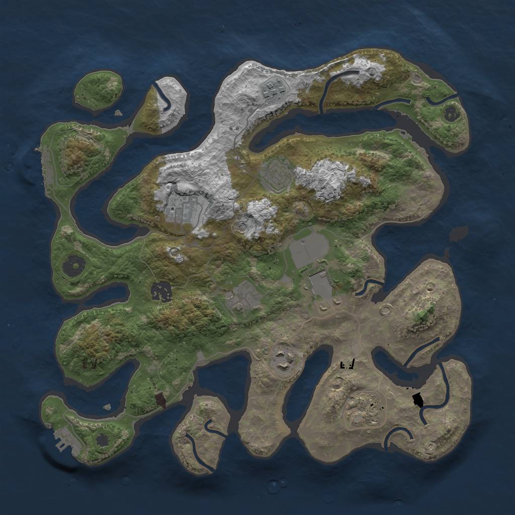 Rust Map: Procedural Map, Size: 3500, Seed: 266605, 13 Monuments