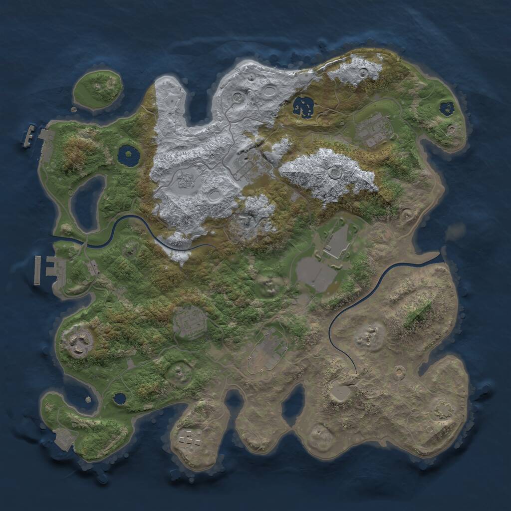 Rust Map: Procedural Map, Size: 3500, Seed: 266605, 14 Monuments