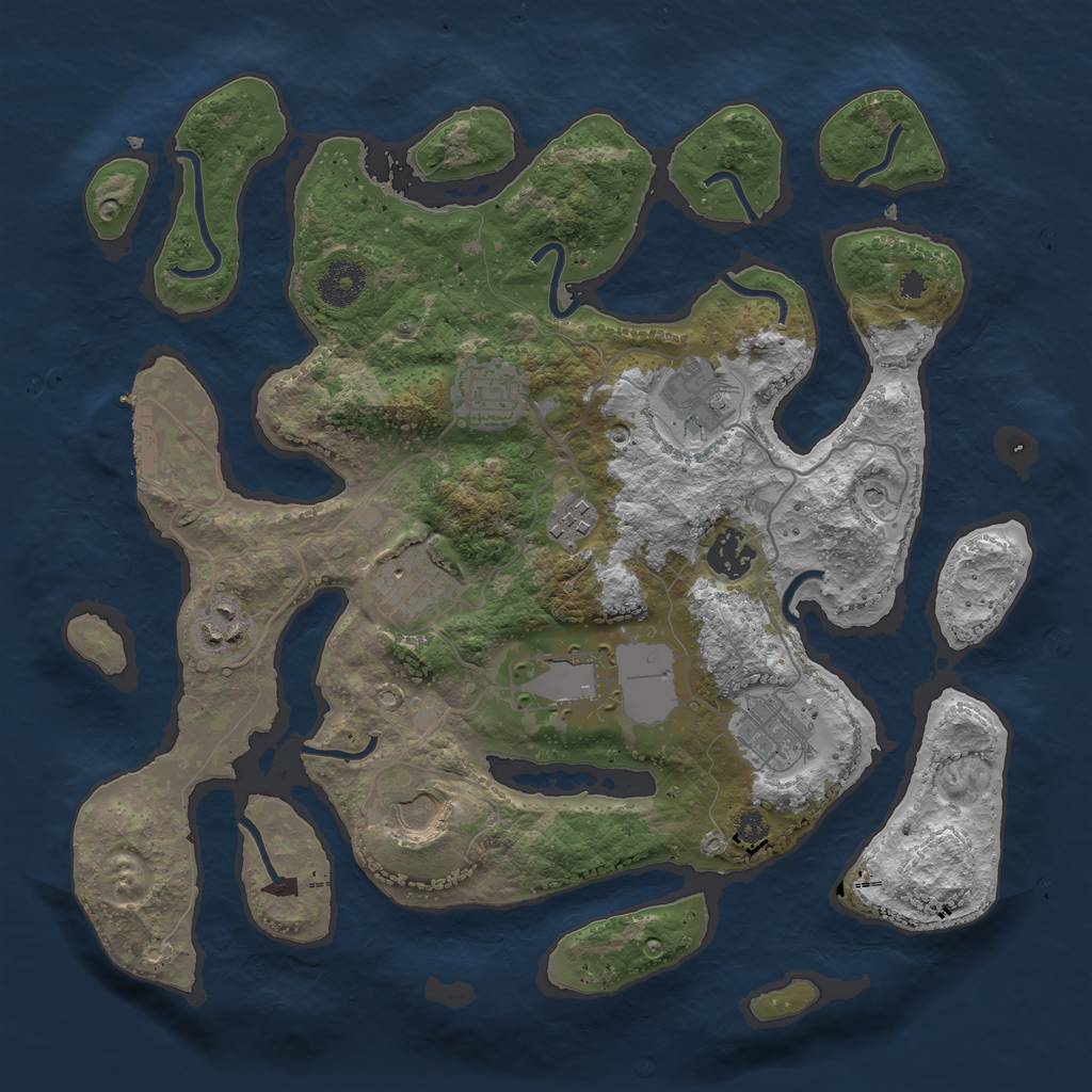 Rust Map: Procedural Map, Size: 3500, Seed: 564666323, 13 Monuments