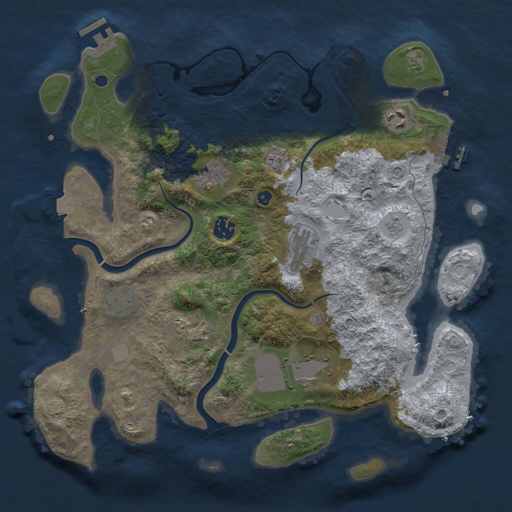 Rust Map: Procedural Map, Size: 3500, Seed: 564666323, 14 Monuments