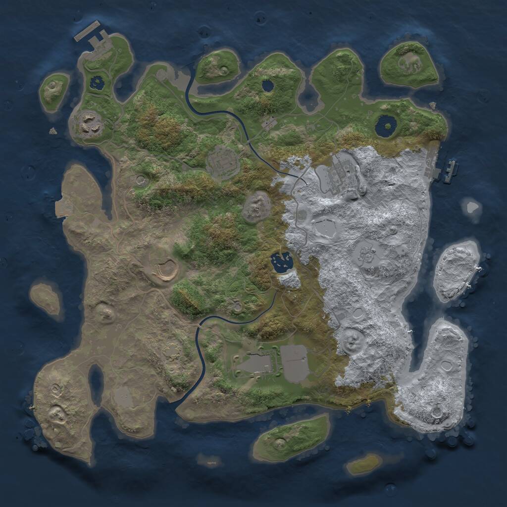 Rust Map: Procedural Map, Size: 3500, Seed: 564666323, 12 Monuments