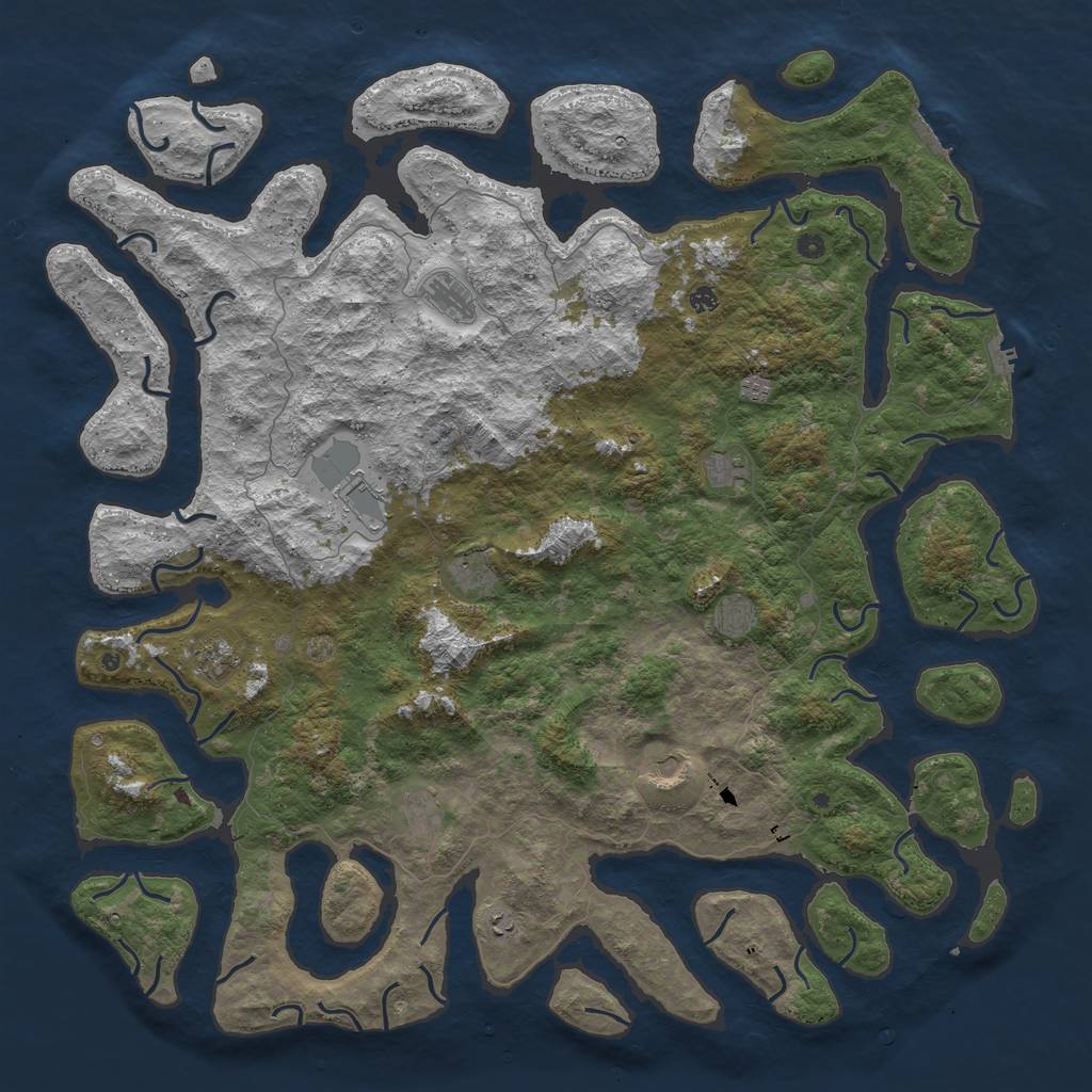 Rust Map: Procedural Map, Size: 6000, Seed: 1162251857, 16 Monuments