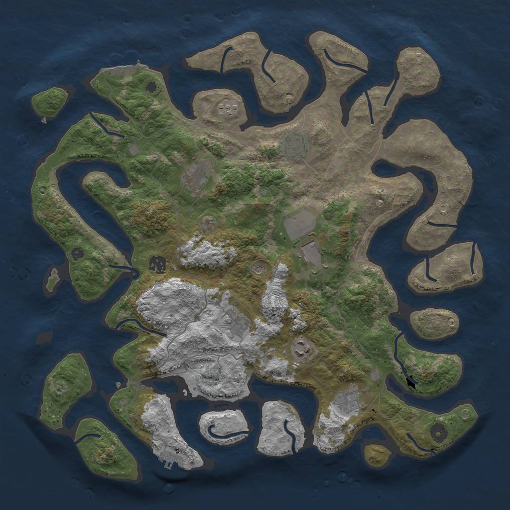 Rust Map: Procedural Map, Size: 4250, Seed: 325744, 13 Monuments