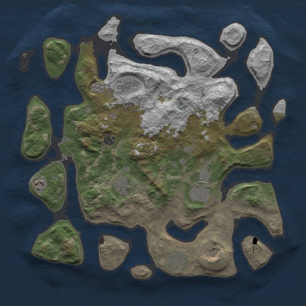 Rust Map: Barren, Size: 4000, Seed: 2223, 11 Monuments