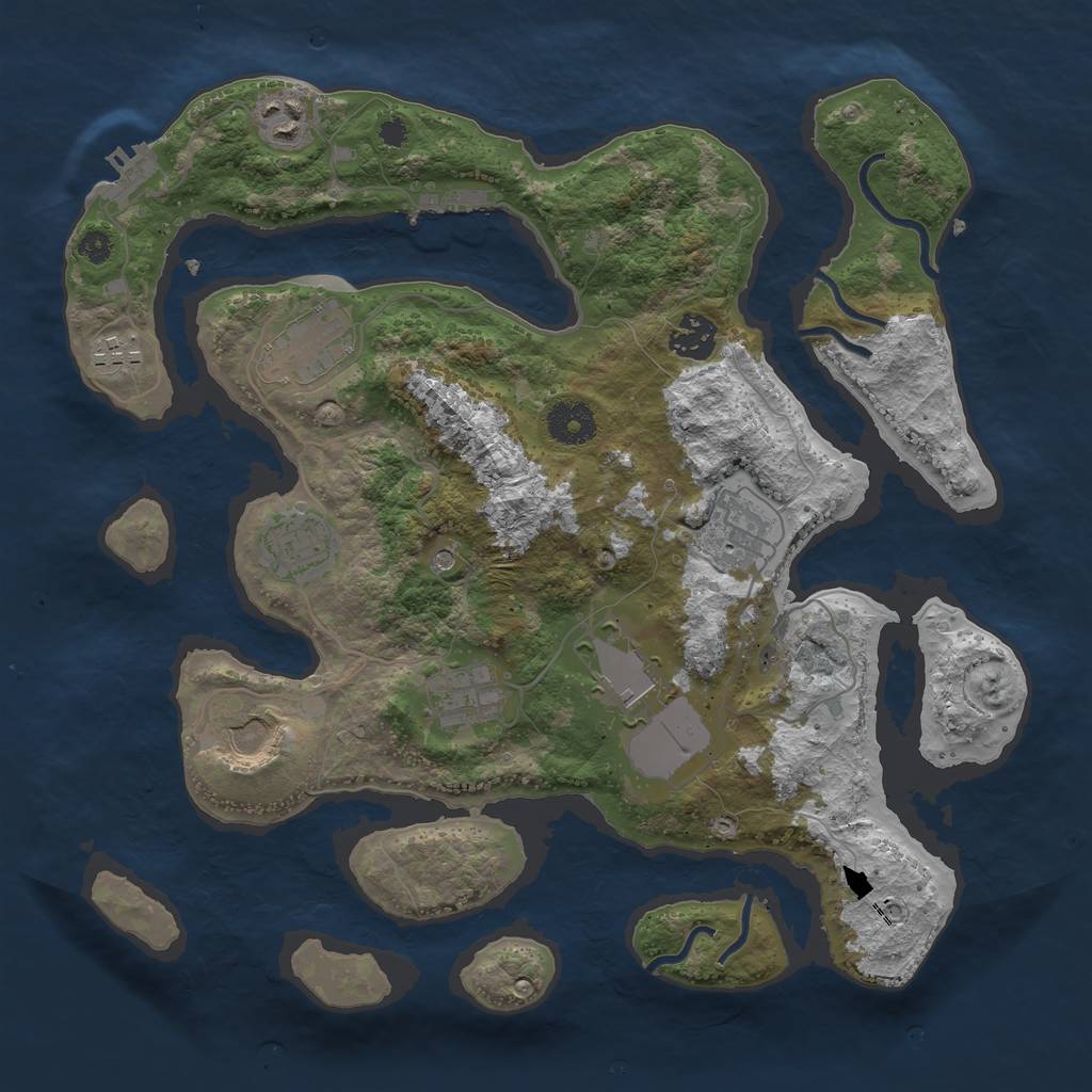 Rust Map: Procedural Map, Size: 3500, Seed: 75748, 14 Monuments