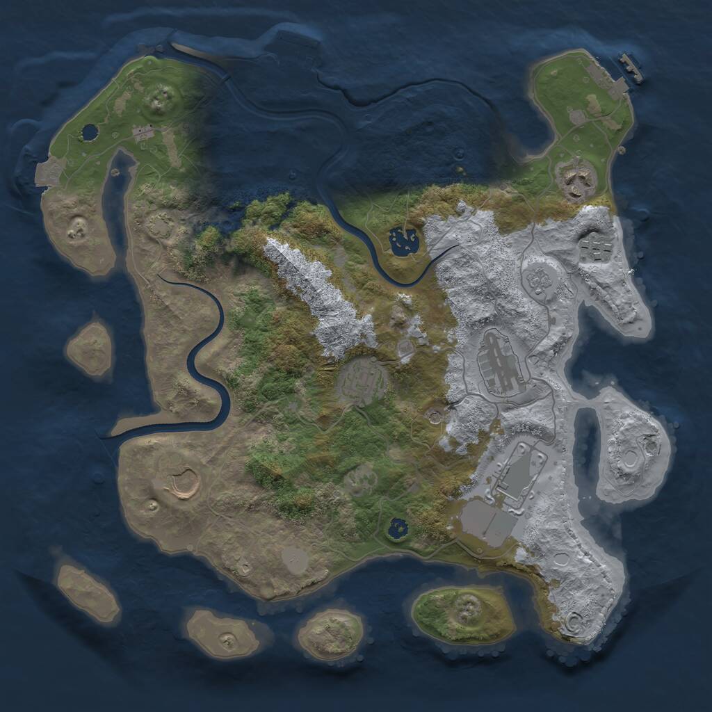 Rust Map: Procedural Map, Size: 3500, Seed: 75748, 13 Monuments
