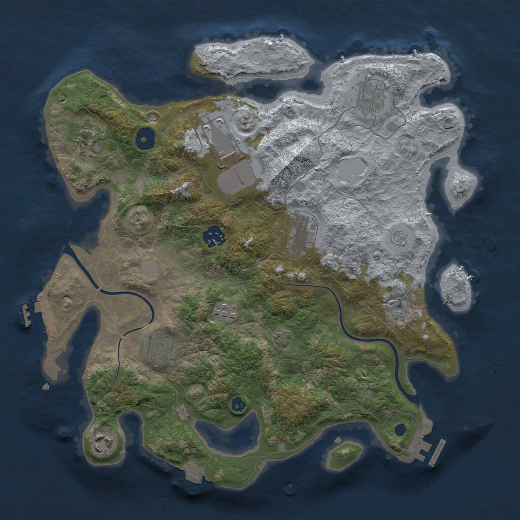 Rust Map: Procedural Map, Size: 3600, Seed: 361679442, 13 Monuments