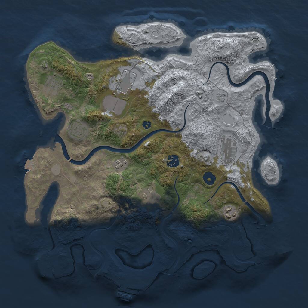 Rust Map: Procedural Map, Size: 3600, Seed: 361679442, 13 Monuments