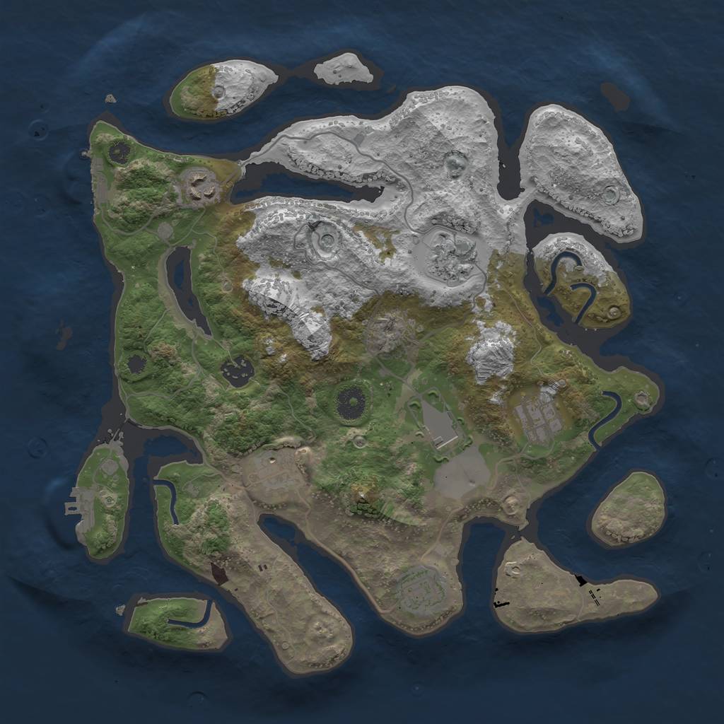 Rust Map: Procedural Map, Size: 3500, Seed: 467163, 12 Monuments