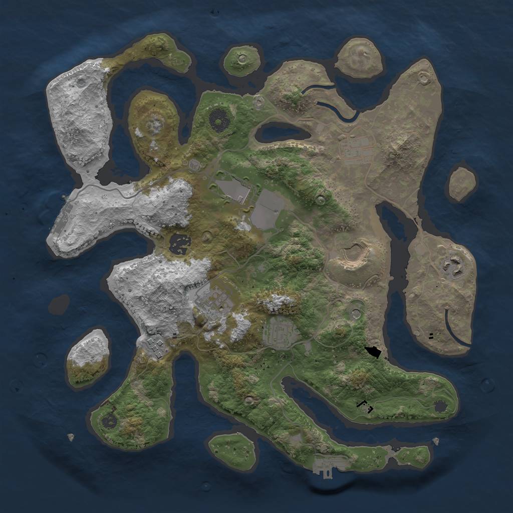 Rust Map: Procedural Map, Size: 3500, Seed: 734658964, 13 Monuments