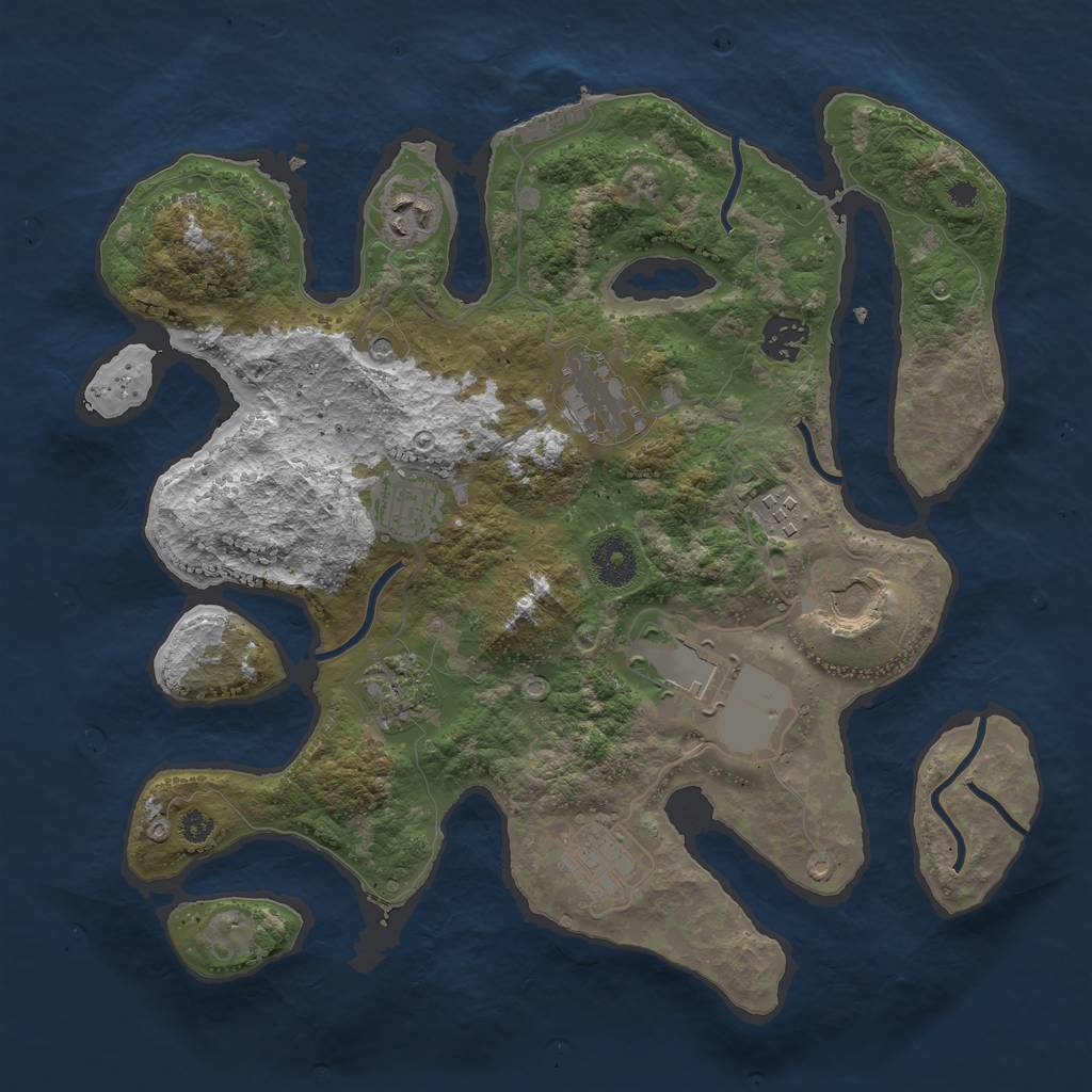 Rust Map: Procedural Map, Size: 3500, Seed: 1659933898, 13 Monuments