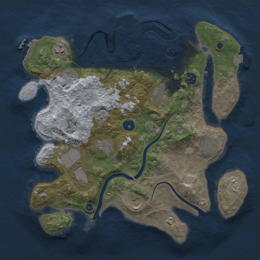 Rust Map: Procedural Map, Size: 3500, Seed: 1659933898, 15 Monuments