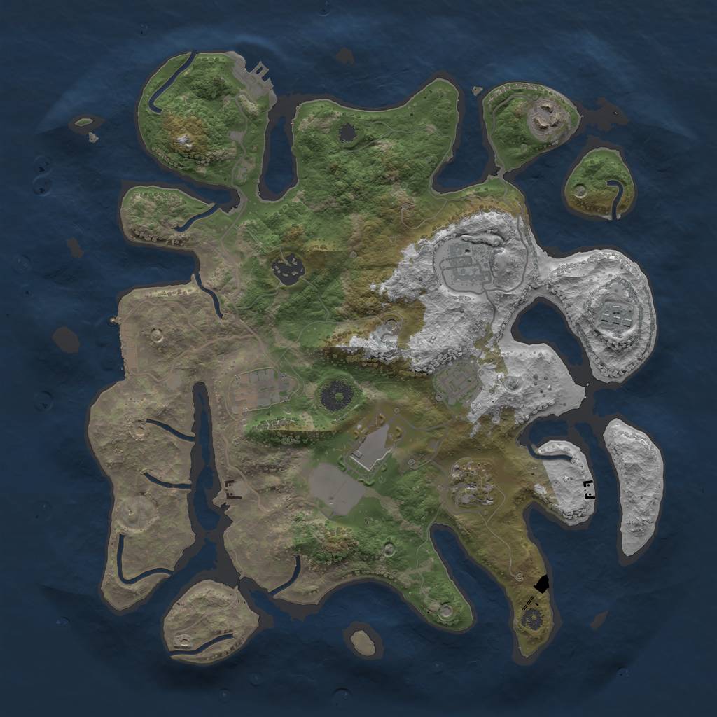 Rust Map: Procedural Map, Size: 3500, Seed: 760764, 13 Monuments