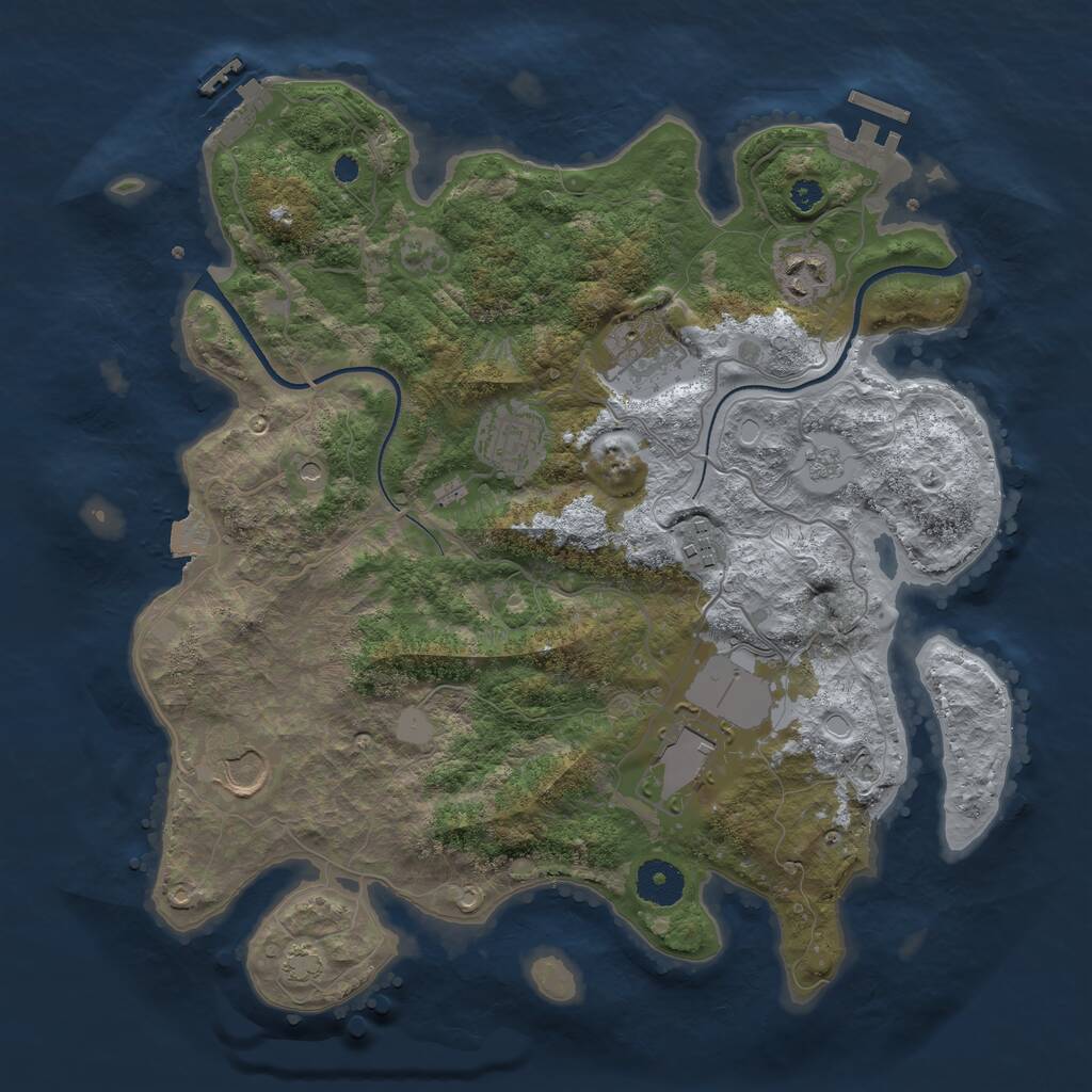 Rust Map: Procedural Map, Size: 3500, Seed: 760764, 12 Monuments