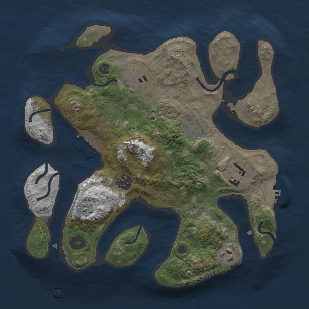 Rust Map: Procedural Map, Size: 3000, Seed: 515090, 11 Monuments