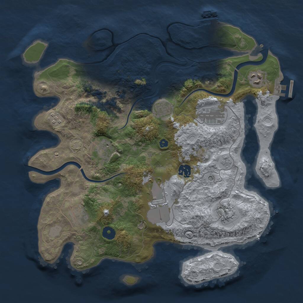 Rust Map: Procedural Map, Size: 3500, Seed: 734618967, 15 Monuments