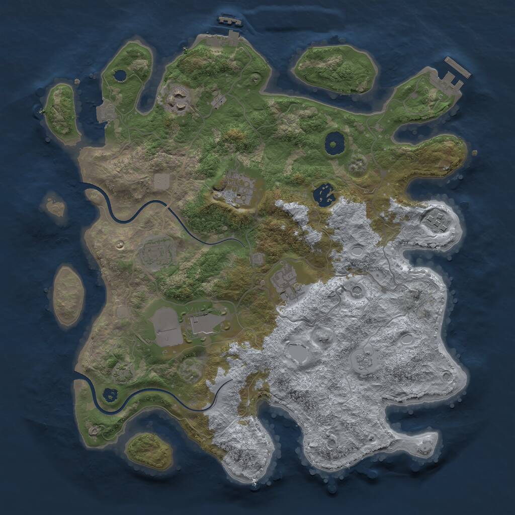 Rust Map: Procedural Map, Size: 3500, Seed: 761283, 13 Monuments