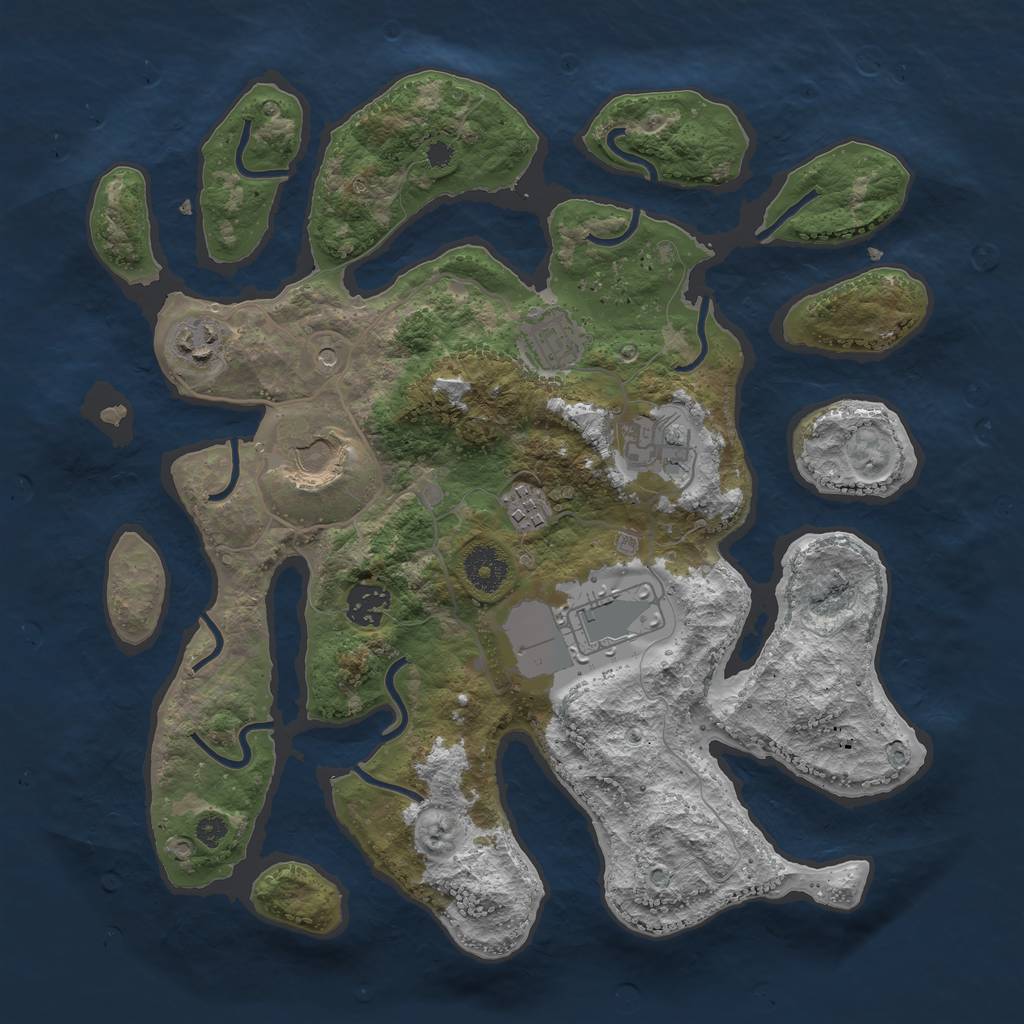 Rust Map: Procedural Map, Size: 3500, Seed: 761283, 10 Monuments