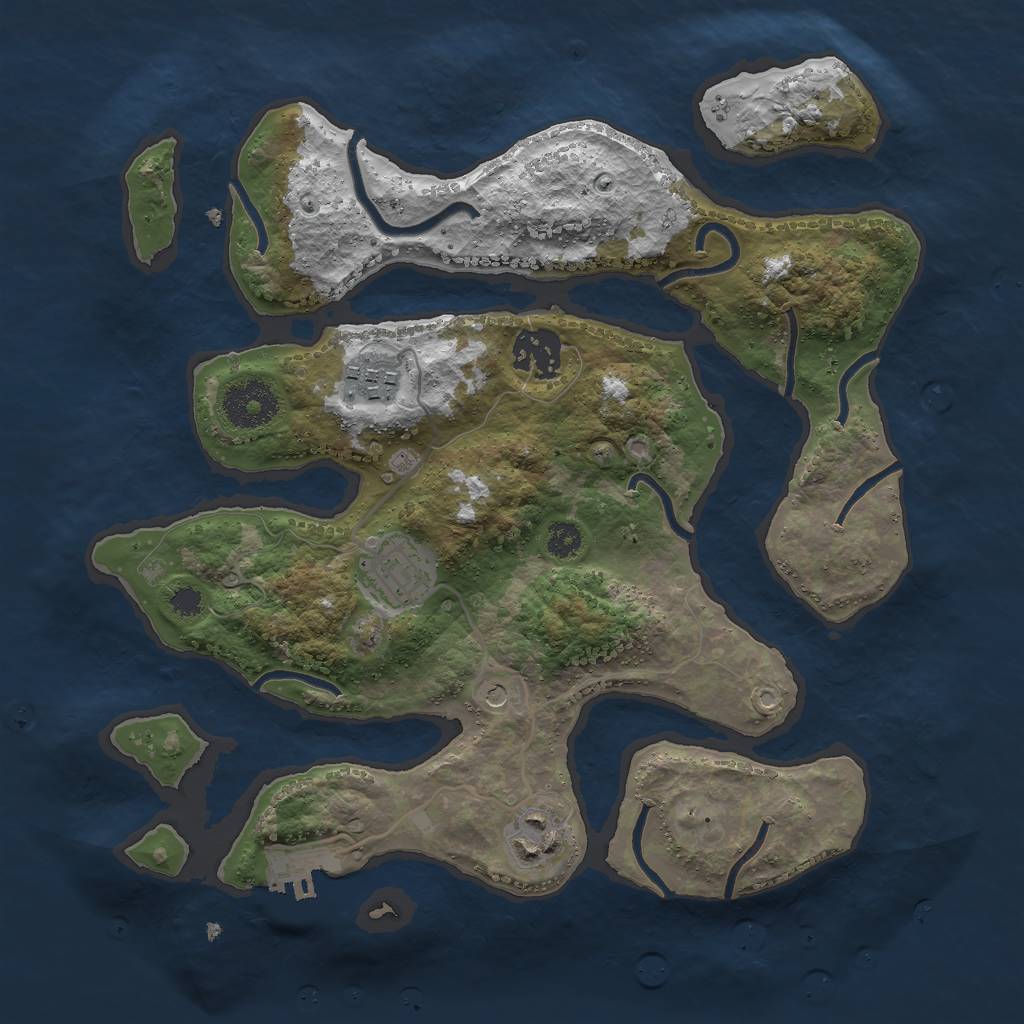 Rust Map: Procedural Map, Size: 3000, Seed: 51195215, 8 Monuments