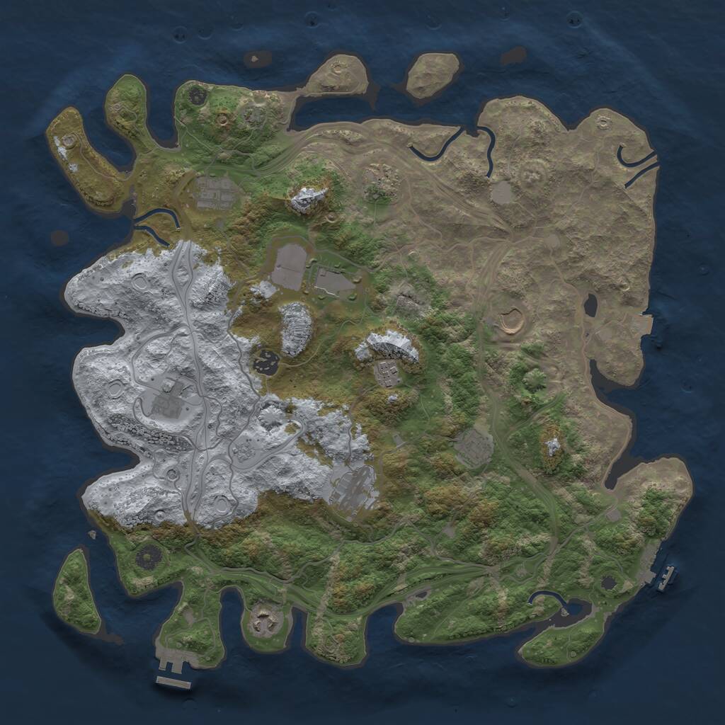 Rust Map: Procedural Map, Size: 4250, Seed: 319063, 16 Monuments