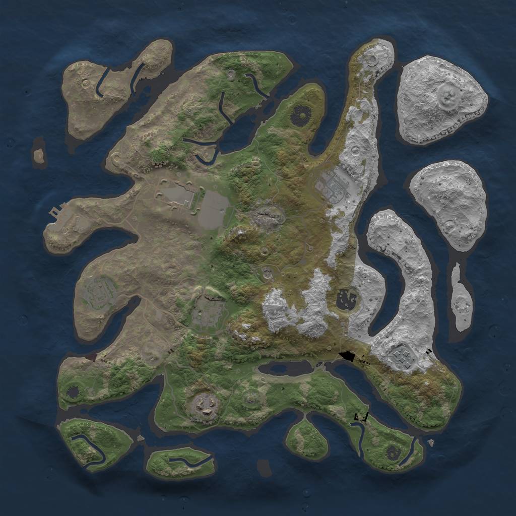 Rust Map: Procedural Map, Size: 3700, Seed: 971575675, 11 Monuments