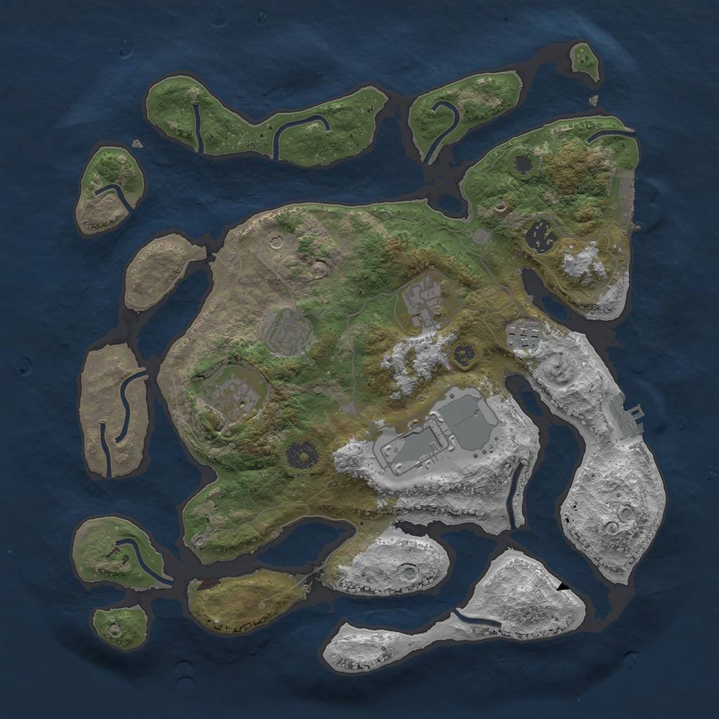 Rust Map: Procedural Map, Size: 3500, Seed: 193740923, 11 Monuments