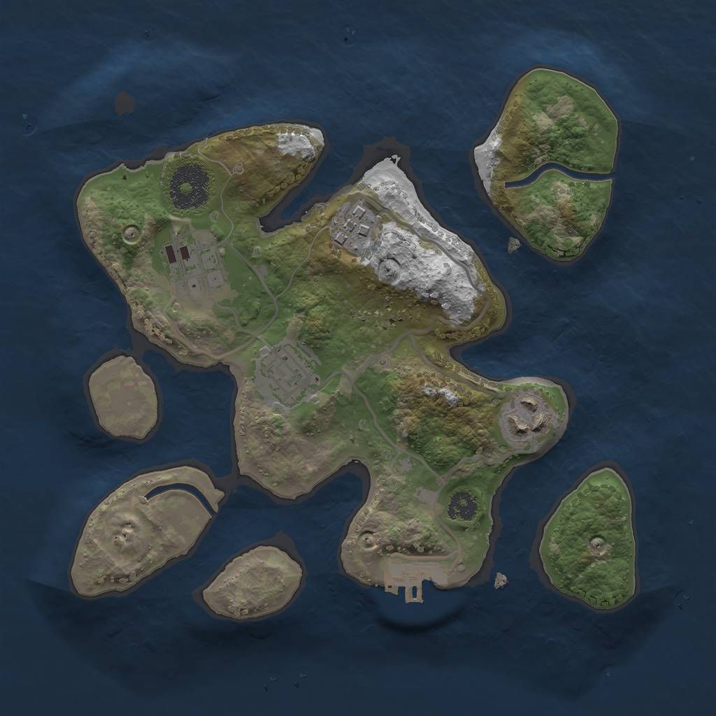 Rust Map: Procedural Map, Size: 2500, Seed: 2002283934, 7 Monuments