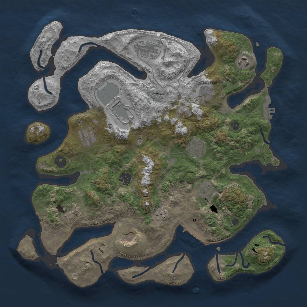 Rust Map: Procedural Map, Size: 3750, Seed: 1980317319, 16 Monuments