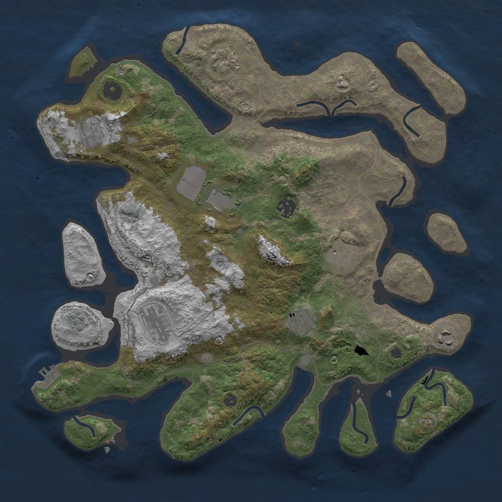 Rust Map: Procedural Map, Size: 4000, Seed: 876472940, 13 Monuments