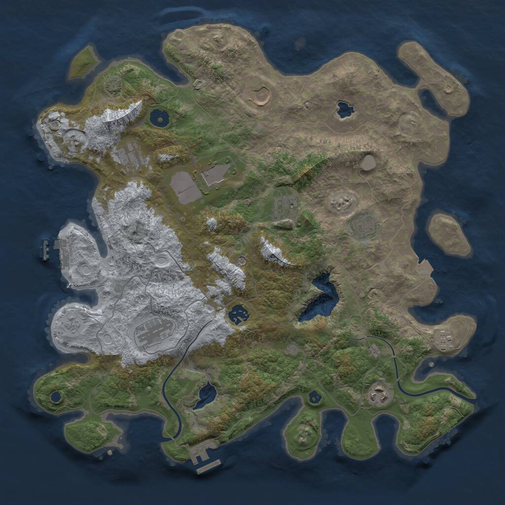 Rust Map: Procedural Map, Size: 4000, Seed: 876472940, 15 Monuments