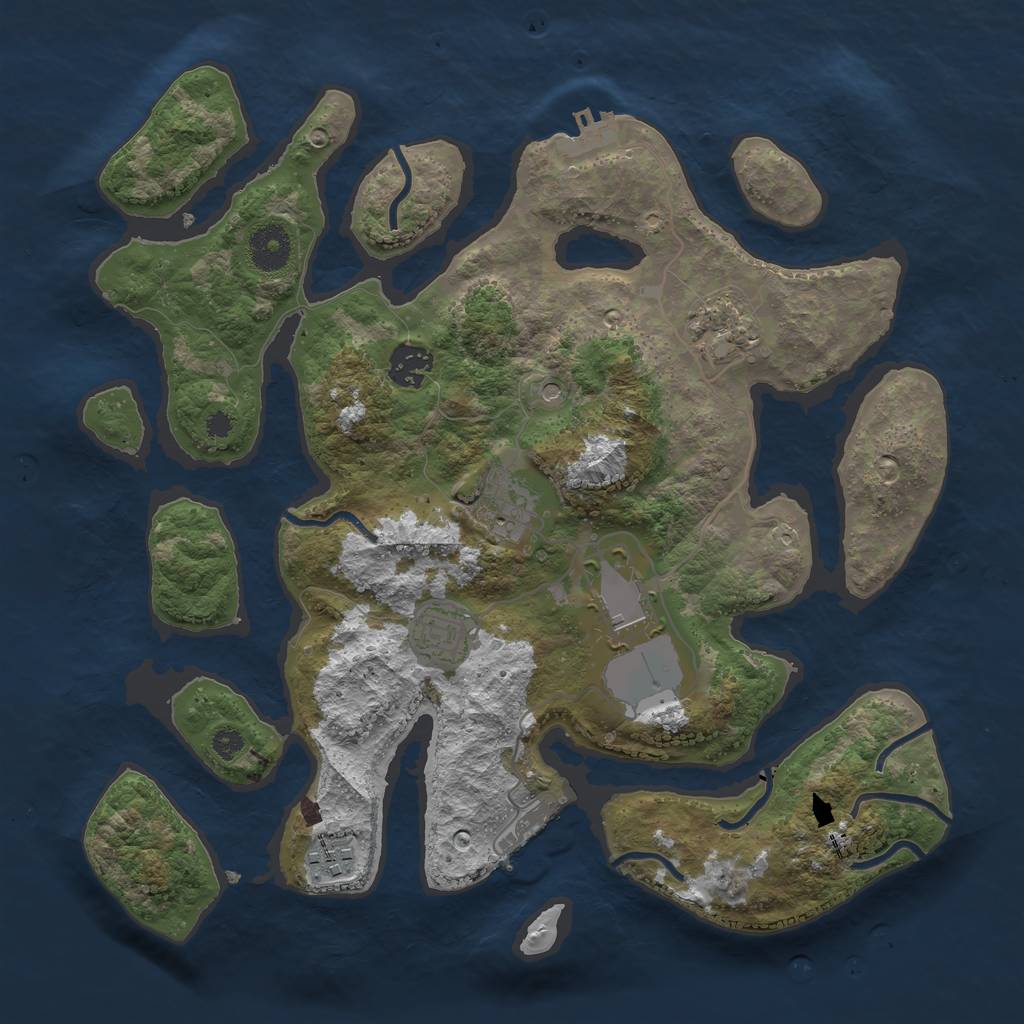 Rust Map: Procedural Map, Size: 3500, Seed: 675177183, 11 Monuments