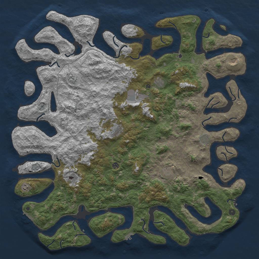 Rust Map: Procedural Map, Size: 6000, Seed: 1995592592, 16 Monuments