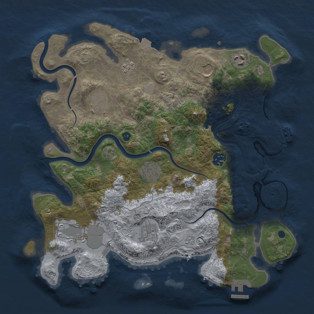 Rust Map: Procedural Map, Size: 3600, Seed: 291476356, 14 Monuments