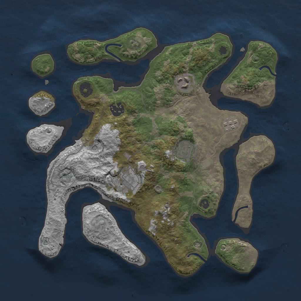 Rust Map: Procedural Map, Size: 3201, Seed: 14551, 8 Monuments