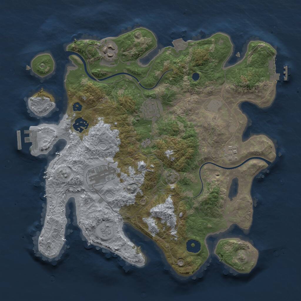Rust Map: Procedural Map, Size: 3201, Seed: 14551, 10 Monuments