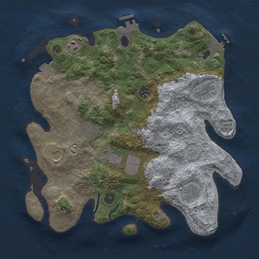 Rust Map: Procedural Map, Size: 3500, Seed: 9909, 14 Monuments